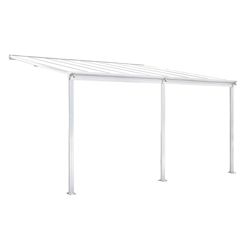 Terrassendach Aluminium transparentes Dach | Terrassenüberdachung Veranda weiß 435x300 cm