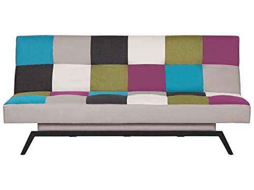 Beliani Minimalistisches Schlafsofa Bunt Patchwork aus Polyester Metallfüße Leeds
