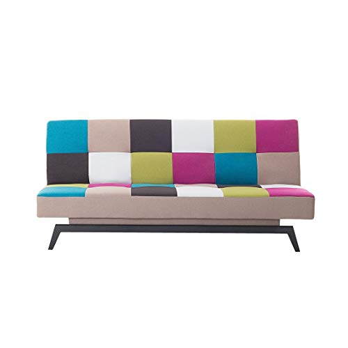 Minimalistisches Schlafsofa Bunt Patchwork aus Polyester Metallfüße Leeds