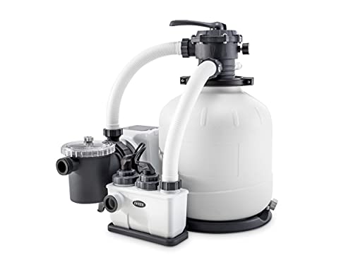 Intex 26680 – Sandfilterpumpe Krystal Clear mit Salzwassersystem, Wasserfluss 10000 L/h, Systemfluss 8000 L/h, für Pools bis maximal 56800 L, Kunststoff, Weiß