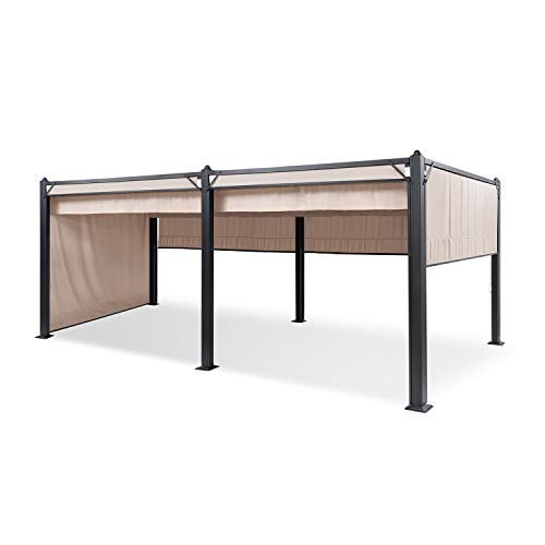 blumfeldt - Partyzelt, Aluminiumkantrohr, 10x10 cm Eckpfosten, Dach mit wasserabweisender Beschichtung, rostfrei, überdachte Fläche: 3x6 m, beige