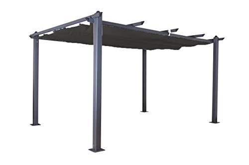 Jet-line Pavillon Pergola Überdachung Luxor 4 x 3 m Sonnenschutz Schiebedach Terrasse Garten anthrazit-anthrazit Sonnenschutz Sonnendach UV Schutz Aluminium Alu Massive Stützen 10x10 cm