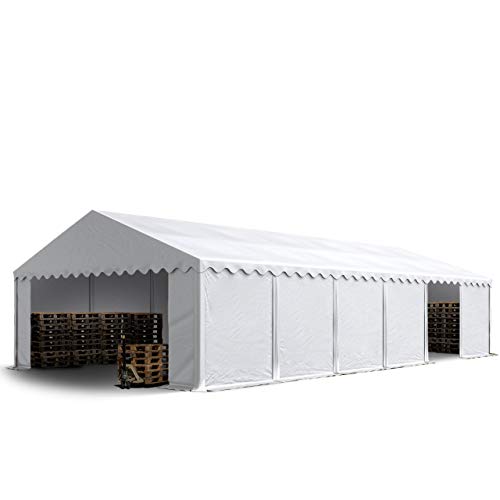 TOOLPORT Lagerzelt 6x12 m Zelthalle Unterstand Weidezelt PVC Plane 700 N wasserdicht in weiß