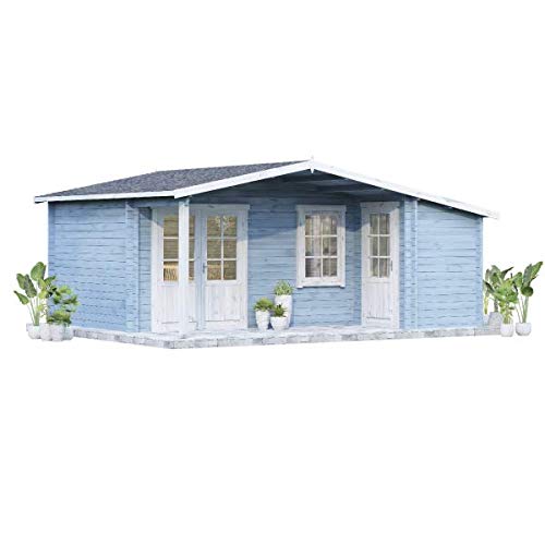 Alpholz Gartenhaus Nordkapp-40 A aus Massiv-Holz | Gerätehaus mit 40 mm Wandstärke | Garten Holzhaus inklusive Montagematerial | Geräteschuppen Größe: 538 x 448 cm | Satteldach