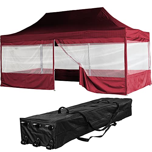 INSTENT Alu-Pavillon 3 x 6 m Pro 4 Seitenteile wasserdicht UV-Schutz 50+, rot