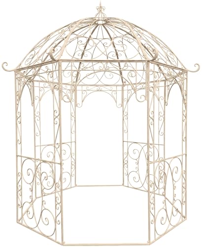CLP Rosenpavillon aus Eisen Leila, Gartenpavillon im Jugendstil nostalgisch, Rankhilfe pulverbeschichtet für Kletterpflanzen und Rosen, Farbe:antik-Creme