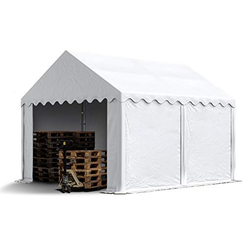 TOOLPORT Lagerzelt 3x4 m Zelthalle Unterstand Weidezelt PVC Plane 700 N wasserdicht in weiß