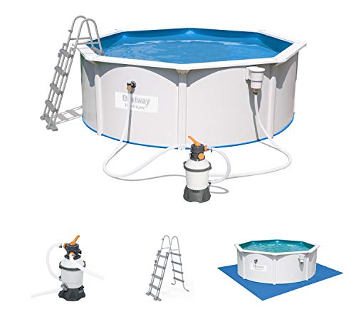 Bestway Hydrium Stahlwandpool-Set mit Sandfilteranlage, Sicherheitsleiter & Bodenplane 360 x 120 cm