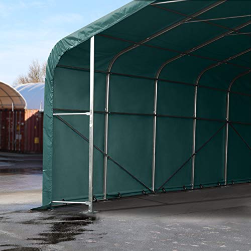 TOOLPORT Lagerzelt 6x6 m Zelthalle Unterstand / 2,6 m Seitenhöhe feuersichere PRIMEtex PVC Plane 2300 N dunkelgrün