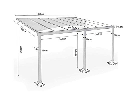 osoltus Aluminium Terrassenüberdachung Terrassendach Veranda weiß 435 x 300 cm