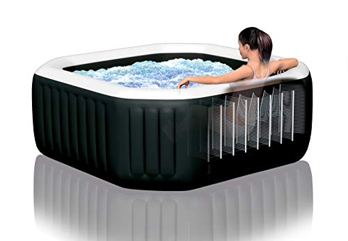 Intex Whirlpool Pure SPA Octagon Bubble Jet mit Salzwassersystem - Ø 201 x 71cm, für 4 Personen, Fassungsvermögen 795 l, schwarz, 28458