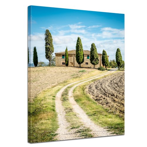 Bilderdepot24 Bild auf Leinwand | Toskana - Italien in 90x120 cm als Wandbild XXL | Wand-deko Dekoration Wohnung modern Bilder | 170041