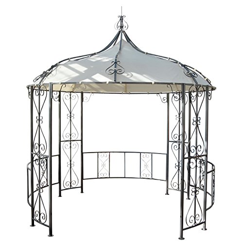 Mendler Pergola Almeria, Rundpavillon Garten Pavillon, stabiles Stahl-Gestell Ø 3m - Creme
