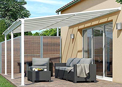 osoltus Aluminium Terrassenüberdachung Terrassendach Veranda weiß 435 x 300 cm
