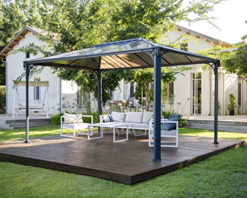 Palram Martinique 4300 Gartenpavillon: Höchst widerstandsfähig, Hardtop Pavillon 430 x296 cm. Robuste Aluminiumkonstruktion Mit Dach Aus Polycarbonat. Ideal Als Freistehende Überdachung