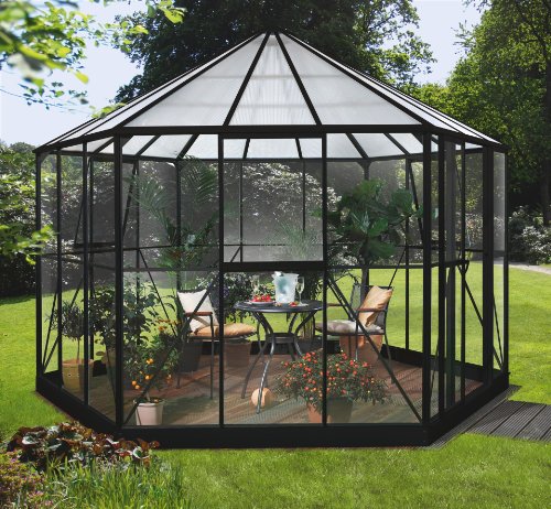 Vitavia Gewächshaus Hera aus Alu/Glas schwarz Hera 9000, ESG/HKP 6 mm