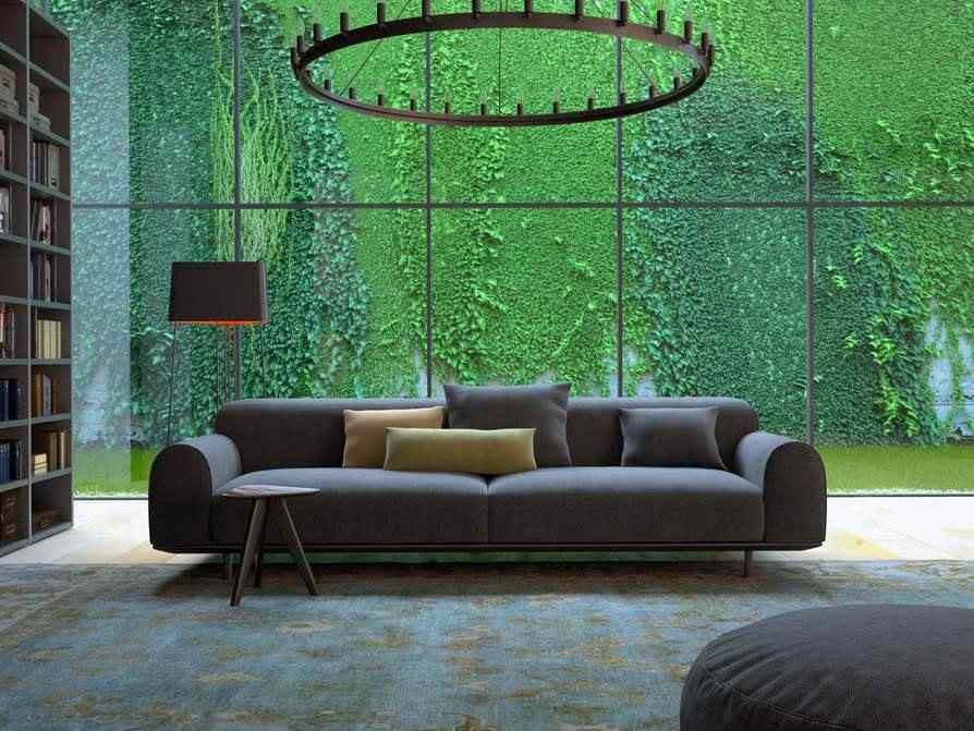 Wand Grün - Wohnzimmer im Loft Stil