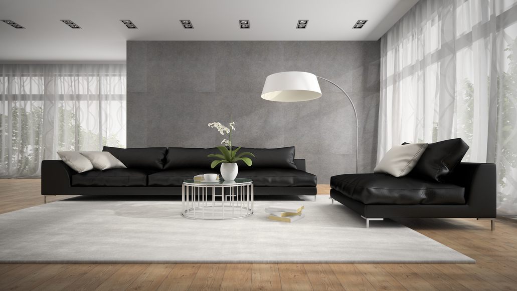 Wohnzimmer Italienischer Stil: Ledersofa schwarz