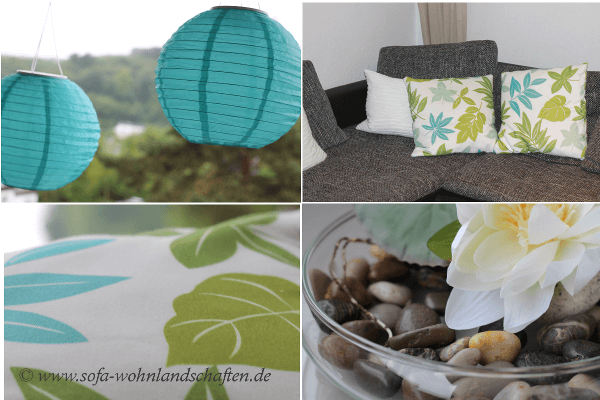 Mittelmeer-Flair im Wohnzimmer mit Sofas in Türkis und Aqua Mittelmeer-Flair im Wohnzimmer mit Sofas in Türkis und Aqua