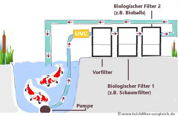 Gepumpte Teichfilteranlage