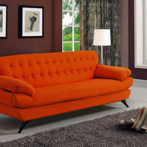 Retro Sofa Oranges und braune Wand