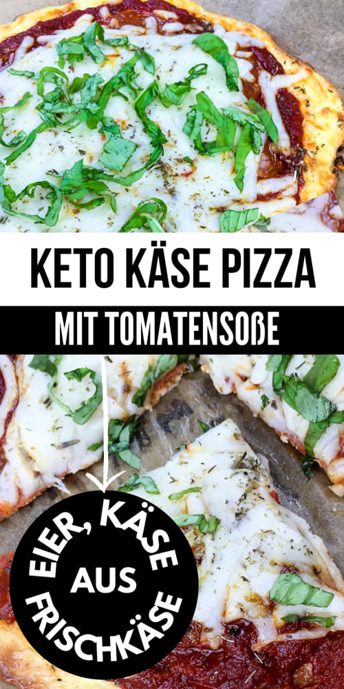 Keto Pizza aus Frischkäse, Eier und Parmesan