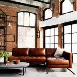 Ecksofa Leder Cognac Indutrieller Stil