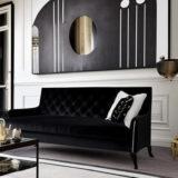 Samt Sofa Schwarz Einrichtungsidee elegant