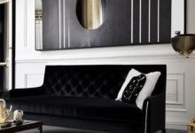 Samt Sofa Schwarz Einrichtungsidee elegant