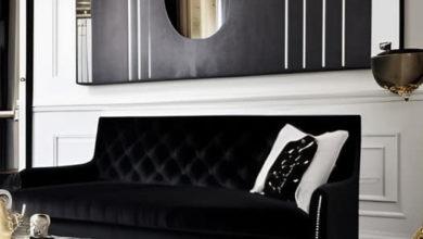 Samt Sofa Schwarz Einrichtungsidee elegant
