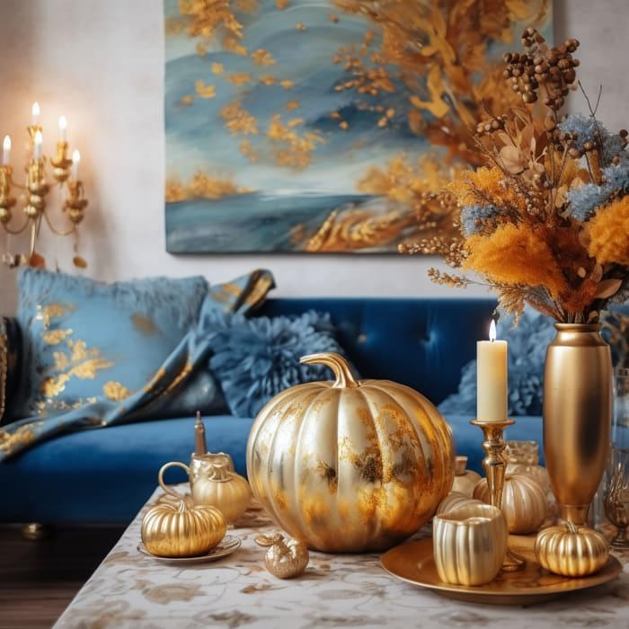Herbstdeko in Gold und Azurblau Haus & Gartentrends