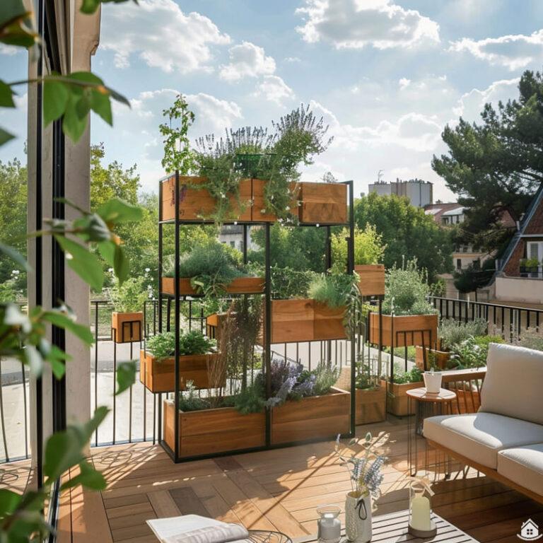 » Pflanzenregale mit Holzelementen als Deko für Balkon und Terrasse
